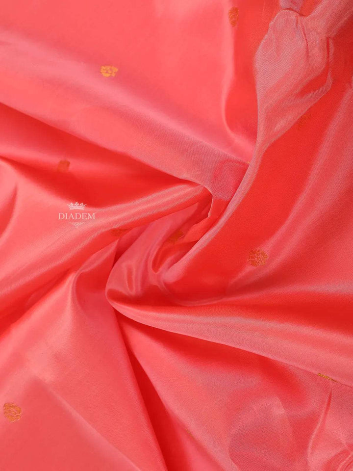 Light Pink Pure Kanchipuram Silk Saree with Floral Design with Designed Zari Border - Diadem