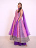 Pink and Purple Floral Woven Banarasi Silk Palazzo Suit with Sheer Dupatta