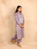 Lavender Straight Cut Salwar Suit for women Adorned with Floral Prints - Diadem