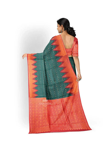 Green Art Silk Saree With Zari Butta on the Body and Contrast Zari Border - Diadem