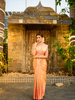 Rose Gold Floral Zari Woven Design Pure Kanchipuram Silk Saree with Contrast Zari Border