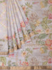 Light Blue Organza Silk  Saree with Floral Prints on the body and Zari Border