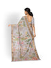 Light Blue Organza Silk  Saree with Floral Prints on the body and Zari Border