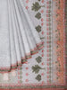 Light Blue Organza Saree with Floral Thread work on the body and Printed Border - Diadem