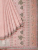 Light Peach Organza Saree with Floral Thread work on the body and Printed Border - Diadem