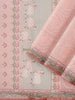 Light Peach Organza Saree with Floral Thread work on the body and Printed Border - Diadem