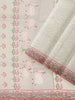 Light Peach Organza Saree with Floral Prints on the body and Thread work Embroidery Border