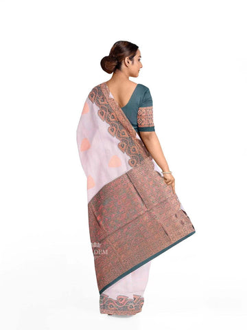 Beige Art Silk Saree with Zari Butta on the body and Floral Zari Border - Diadem