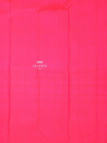 Dark Pink Pure Kanchipuram Bridal Silk Saree with Floral Motif on the body and Zari Border - Diadem