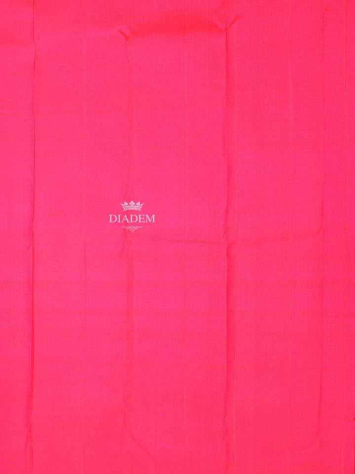 Dark Pink Pure Kanchipuram Bridal Silk Saree with Floral Motif on the body and Zari Border - Diadem