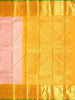 Pale Pink Pure Kanchipuram Silk Saree with Leaf Designs on the Body and with Contrast Border