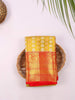 Mustard Pure Kanchipuram Bridal Silk Saree with Floral Motif on the body and Contrast Zari Border - Diadem