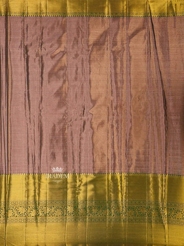 Light Pink Pure Kanchipuram Bridal Silk Saree with Floral Motif on the body and Contrast Zari Border - Diadem