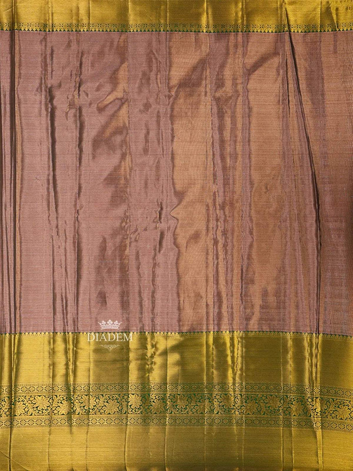 Light Pink Pure Kanchipuram Bridal Silk Saree with Floral Motif on the body and Contrast Zari Border - Diadem