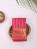 Red Pure Kanchipuram Bridal Silk Saree with Floral Motif on the body and Zari Border - Diadem