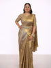 Antique Bronze Striped Floral Zari Woven Design Pure Tissue Silk Saree with Zari Border