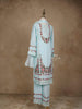 Light Blue Cotton Salwar Suit Adorned with Floral Embroidery paired with Dupatta - Diadem