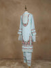Light Blue Cotton Salwar Suit Adorned with Floral Embroidery paired with Dupatta - Diadem