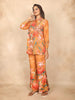 Mustard Yellow Cotton Co-Ord Salwar Suit for Women Adorned with Mirror and Floral Design and without Dupatta - Diadem