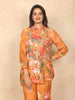 Mustard Yellow Cotton Co-Ord Salwar Suit for Women Adorned with Mirror and Floral Design and without Dupatta - Diadem