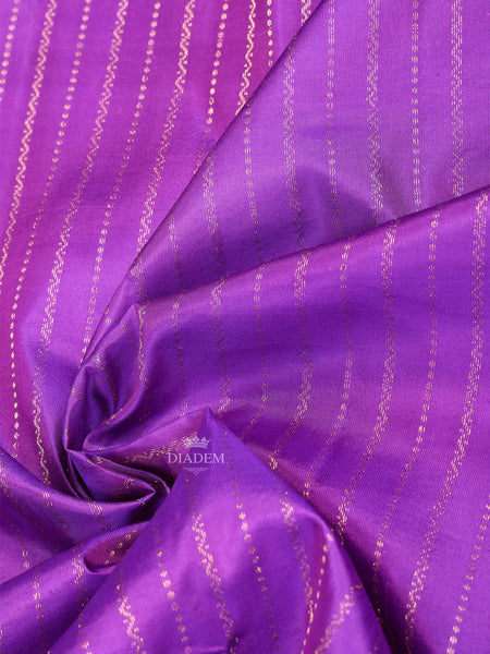 Purple Pure Kanchipuram Bridal Silk Saree with Stripes Design on the Body with Zari Border - Diadem