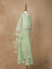 Light Green Net Lehenga Embellished with Floral Threads and Stonework, paired with Dupatta - Diadem