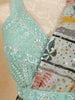 Light Blue Satin Saree with Print and Sequin Embellishments in the Body, Paired with Designer Blouse and Waist Belt