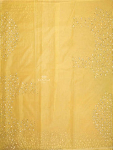 Yellow Organza Saree with Embroidery Design on the Body and with Designed Border - Diadem