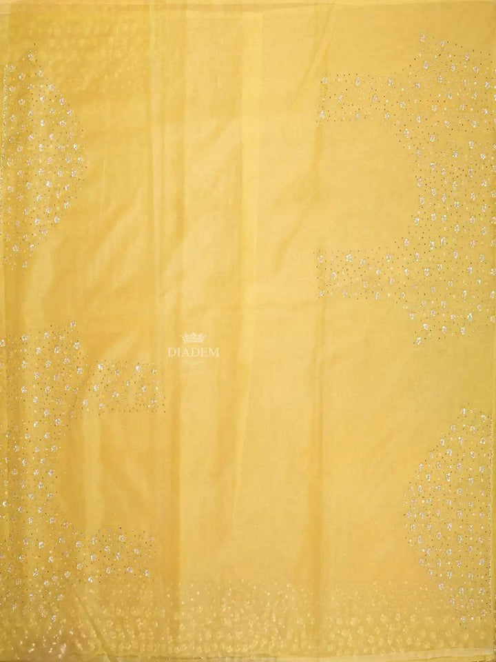 Yellow Organza Saree with Embroidery Design on the Body and with Designed Border - Diadem