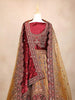Dark Red Velvet Bridal Lehenga for Women with Floral Embroidery