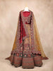 Dark Red Velvet Bridal Lehenga for Women with Floral Embroidery