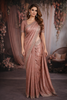 Soft Peach Floral Zari Woven Design Pure Banarasi Silk Saree with Designer Border