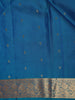 Teal Blue Small Butta Woven Kanchipuram Silk Saree with Zari Border