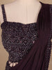 Dark Red Embroidery Crepe Ready To Wear Saree with Designer Blouse - Diadem