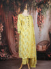 Lime Green Floral Printed Cotton Salwar Suit with Dupatta