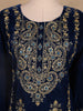 Blue Floral Designed Velvet Co Ord Salwar Suit - Diadem