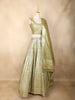 Sage Green Mirror Work Banarasi Silk Lehenga Set with Dupatta