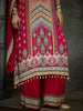 Dark Pink Floral Printed Synthetic Palazzo Salwar Suit