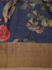 Navy Blue Floral Woven Tussar Silk Saree - Diadem