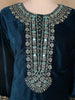 Blue Floral Designed Velvet Co Ord Salwar Suit - Diadem