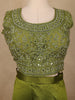 Olive Green Floral Design Net Palazzo Suit - Diadem