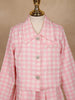 White and Pink Checkered Cotton Blend Skirt and Top Set