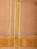 Peach Solid Design Dhoti Shirt Set with Gold Zari Border