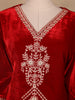 Red Floral Designed Velvet Co Ord Salwar Suit - Diadem