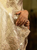 Gold Sequence And Floral Embroidery Bridal Banarasi Silk Saree