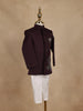 Wine Eagle Design Embroidered Polyester Sherwani and Pant Set