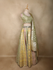 Light Green Floral Mirror Work Banarasi Silk Lehenga Set
