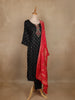 Black  Floral Designed Silk Salwar Suit
