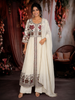 Soft Ivory Floral Thread Embroidered Design Georgette Palazzo Suit with Dupatta
