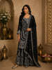 Bottle Green Floral Zari Embroidered Design Georgette Palazzo Suit with Dupatta